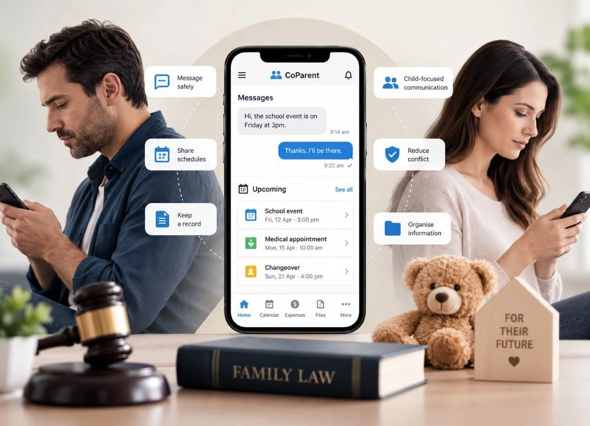 Co-parenting communication through a family law messaging app