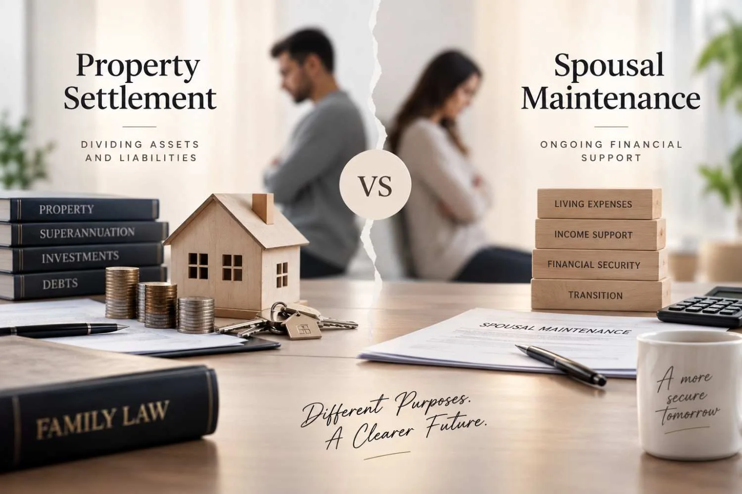 Property settlement and spousal maintenance comparison in family law